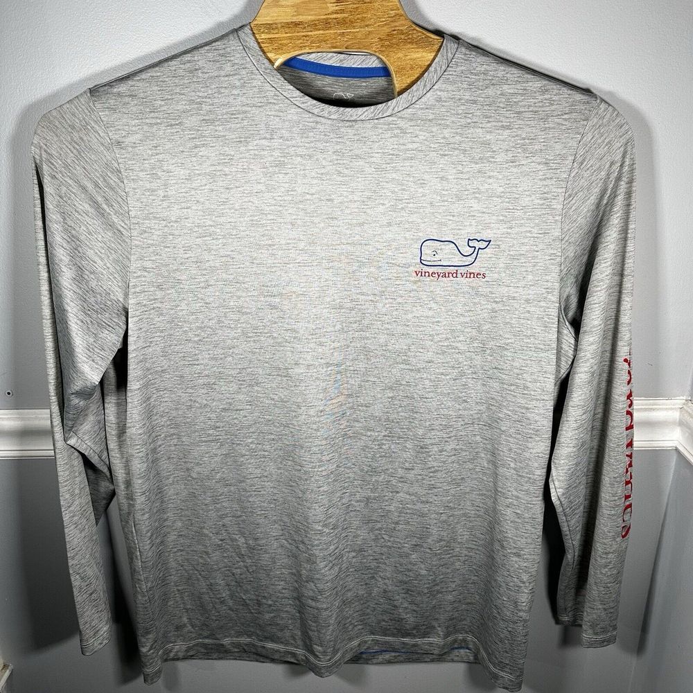 Mens Large Vineyard Vines Performance Heather Gray Crewneck‎ Shirt Stretch - Picture 3 of 6